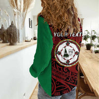 Personalised PNG East New Britain Province Women Casual Shirt Bird of Paradise Tattoo Flag Motif LT9 - Polynesian Pride