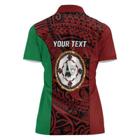 Personalised PNG East New Britain Province Women Polo Shirt Bird of Paradise Tattoo Flag Motif LT9 - Polynesian Pride