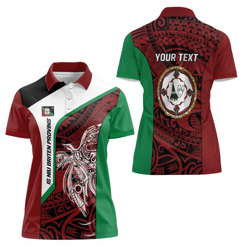 Personalised PNG East New Britain Province Women Polo Shirt Bird of Paradise Tattoo Flag Motif LT9 - Polynesian Pride