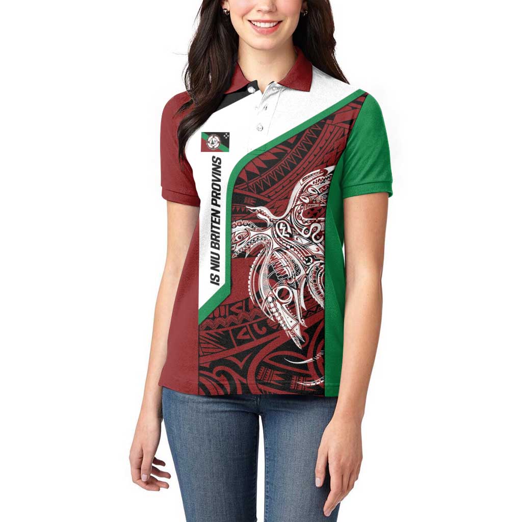 Personalised PNG East New Britain Province Women Polo Shirt Bird of Paradise Tattoo Flag Motif LT9 - Polynesian Pride