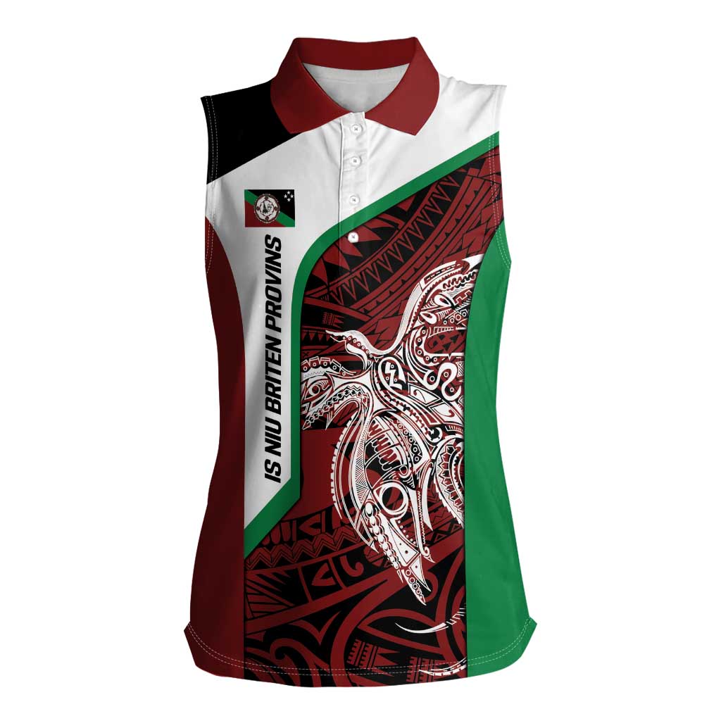 Personalised PNG East New Britain Province Women Sleeveless Polo Shirt Bird of Paradise Tattoo Flag Motif LT9 Female Green - Polynesian Pride