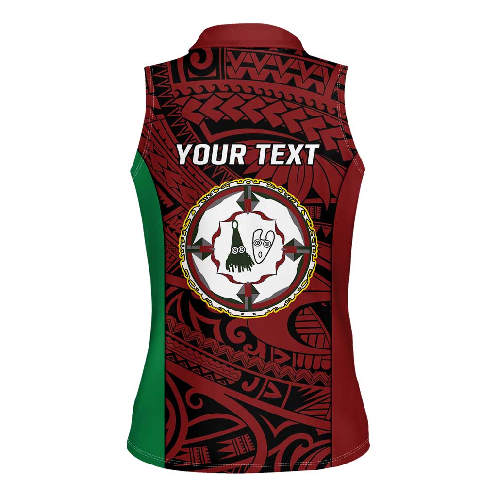 Personalised PNG East New Britain Province Women Sleeveless Polo Shirt Bird of Paradise Tattoo Flag Motif LT9 - Polynesian Pride