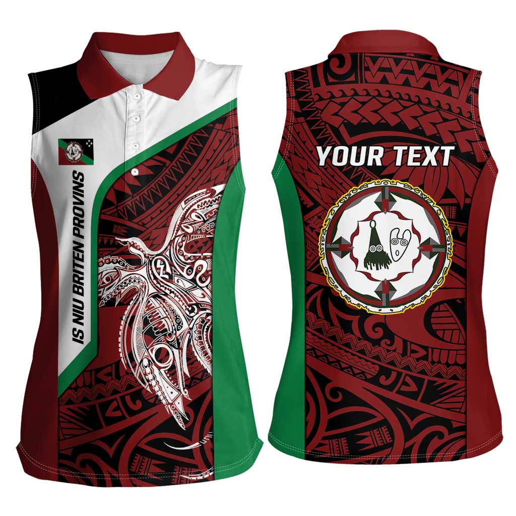 Personalised PNG East New Britain Province Women Sleeveless Polo Shirt Bird of Paradise Tattoo Flag Motif LT9 - Polynesian Pride