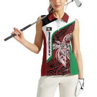 Personalised PNG East New Britain Province Women Sleeveless Polo Shirt Bird of Paradise Tattoo Flag Motif LT9 - Polynesian Pride