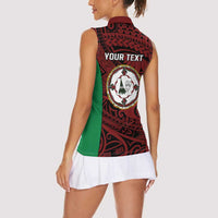 Personalised PNG East New Britain Province Women Sleeveless Polo Shirt Bird of Paradise Tattoo Flag Motif LT9 - Polynesian Pride