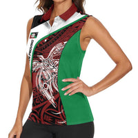 Personalised PNG East New Britain Province Women Sleeveless Polo Shirt Bird of Paradise Tattoo Flag Motif LT9 - Polynesian Pride