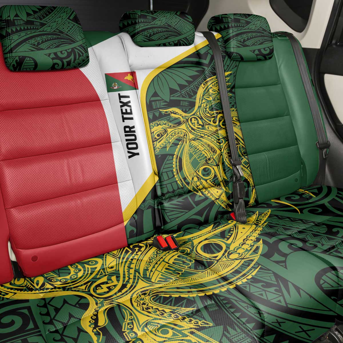 Personalised PNG East Sepik Province Back Car Seat Cover Bird of Paradise Tattoo Flag Motif LT9 - Polynesian Pride