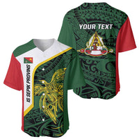 Personalised PNG East Sepik Province Baseball Jersey Bird of Paradise Tattoo Flag Motif LT9 - Polynesian Pride