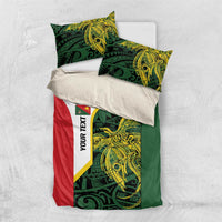 Personalised PNG East Sepik Province Bedding Set Bird of Paradise Tattoo Flag Motif LT9 US Twin 172cm x 218cm Green - Polynesian Pride