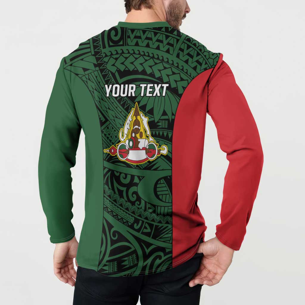 Personalised PNG East Sepik Province Button Sweatshirt Bird of Paradise Tattoo Flag Motif LT9 - Polynesian Pride