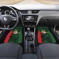 Personalised PNG East Sepik Province Car Mats Bird of Paradise Tattoo Flag Motif LT9 Set 2pcs - Front Green - Polynesian Pride