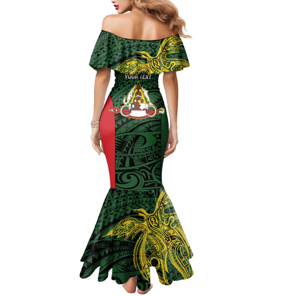 Personalised PNG East Sepik Province Family Matching Mermaid Dress and Hawaiian Shirt Bird of Paradise Tattoo Flag Motif LT9 - Polynesian Pride