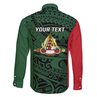 Personalised PNG East Sepik Province Family Matching Off The Shoulder Long Sleeve Dress and Hawaiian Shirt Bird of Paradise Tattoo Flag Motif LT9 - Polynesian Pride