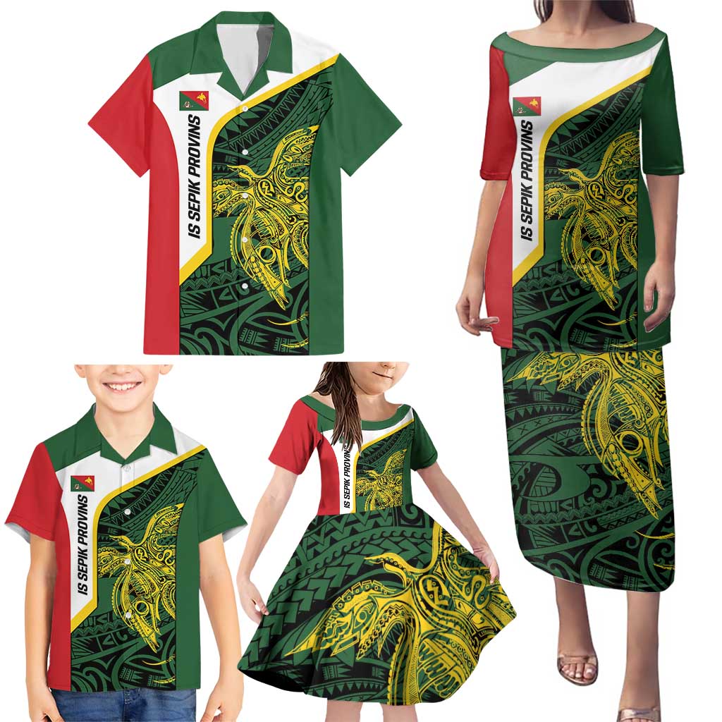 Personalised PNG East Sepik Province Family Matching Puletasi and Hawaiian Shirt Bird of Paradise Tattoo Flag Motif LT9 - Polynesian Pride