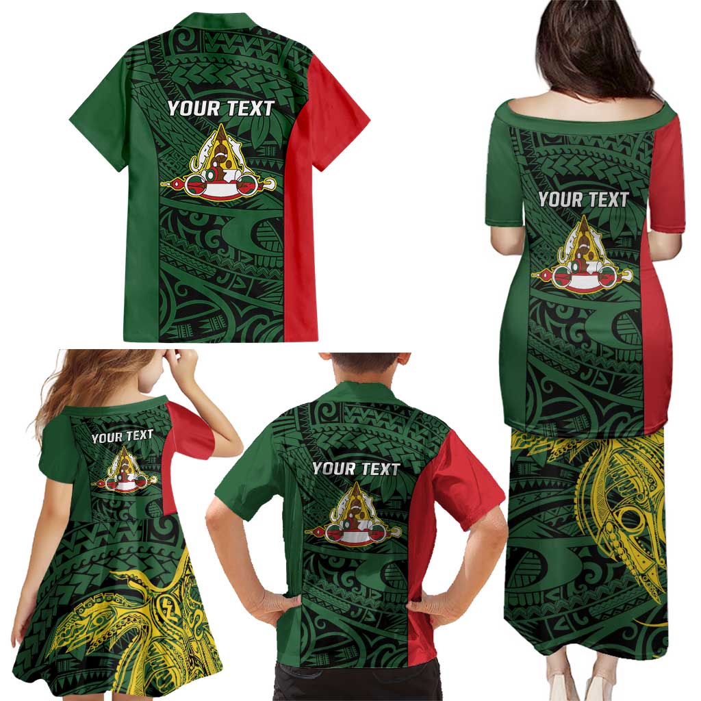 Personalised PNG East Sepik Province Family Matching Puletasi and Hawaiian Shirt Bird of Paradise Tattoo Flag Motif LT9 - Polynesian Pride