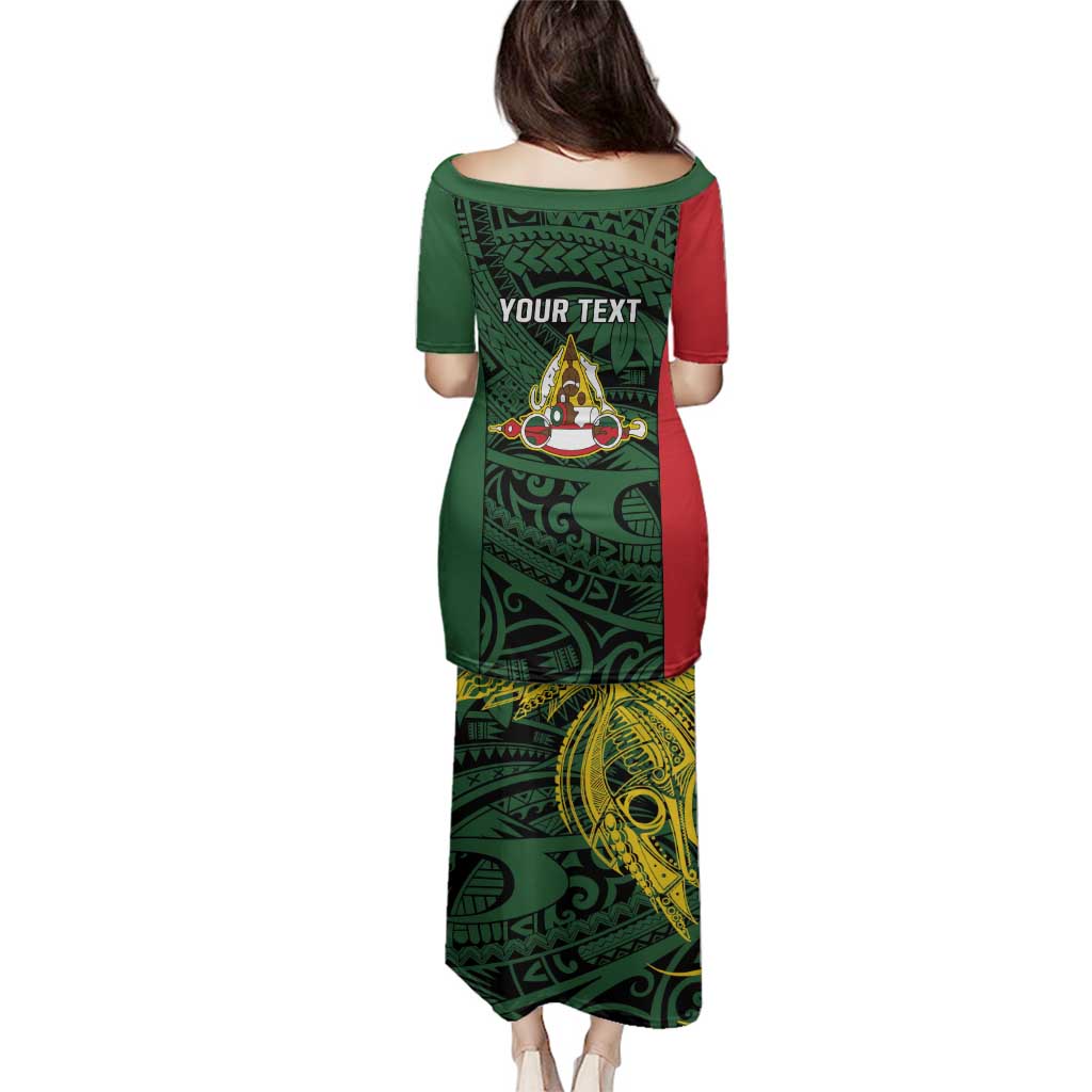 Personalised PNG East Sepik Province Family Matching Puletasi and Hawaiian Shirt Bird of Paradise Tattoo Flag Motif LT9 - Polynesian Pride