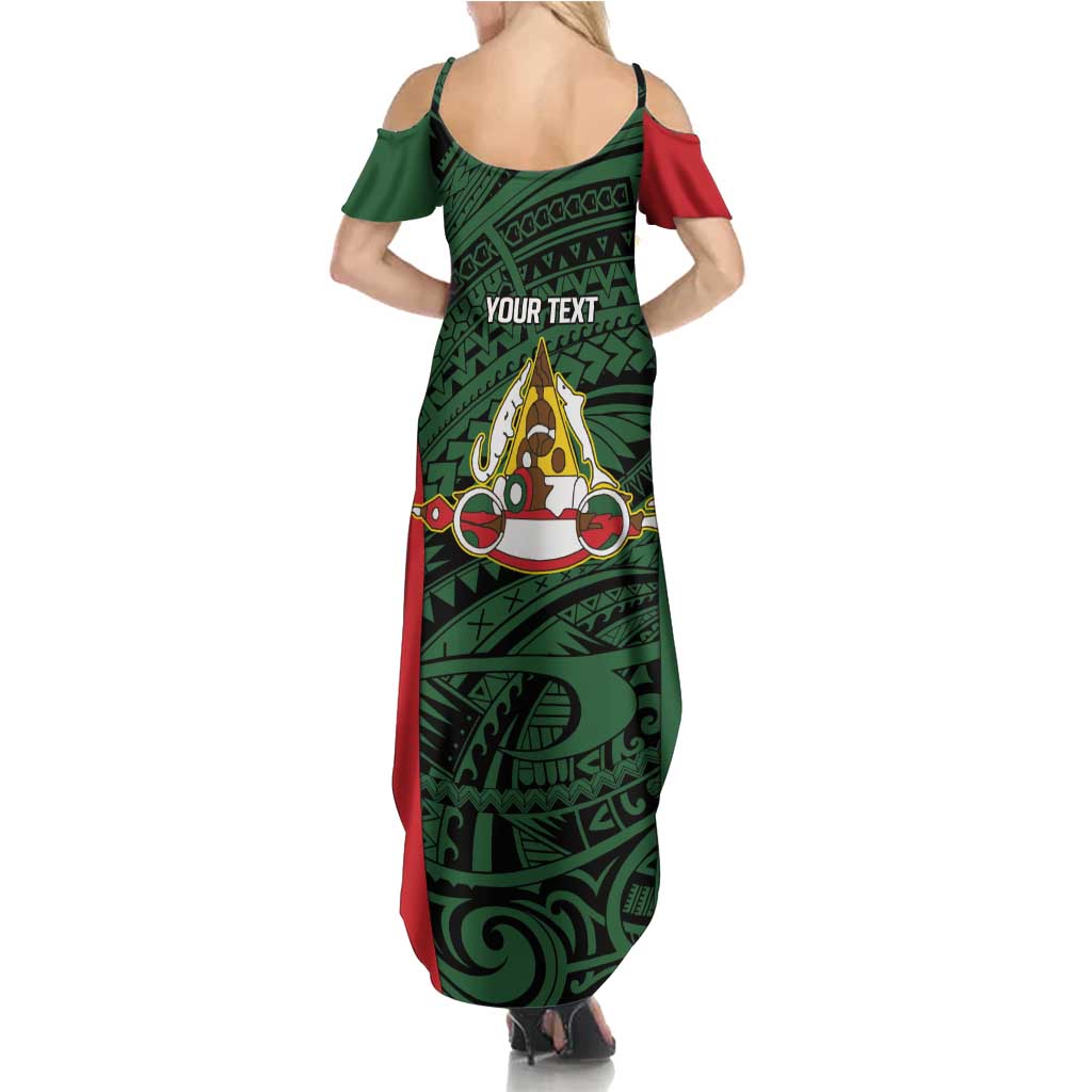 Personalised PNG East Sepik Province Family Matching Summer Maxi Dress and Hawaiian Shirt Bird of Paradise Tattoo Flag Motif LT9 - Polynesian Pride