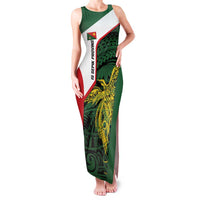 Personalised PNG East Sepik Province Family Matching Tank Maxi Dress and Hawaiian Shirt Bird of Paradise Tattoo Flag Motif LT9 Mom's Dress Green - Polynesian Pride