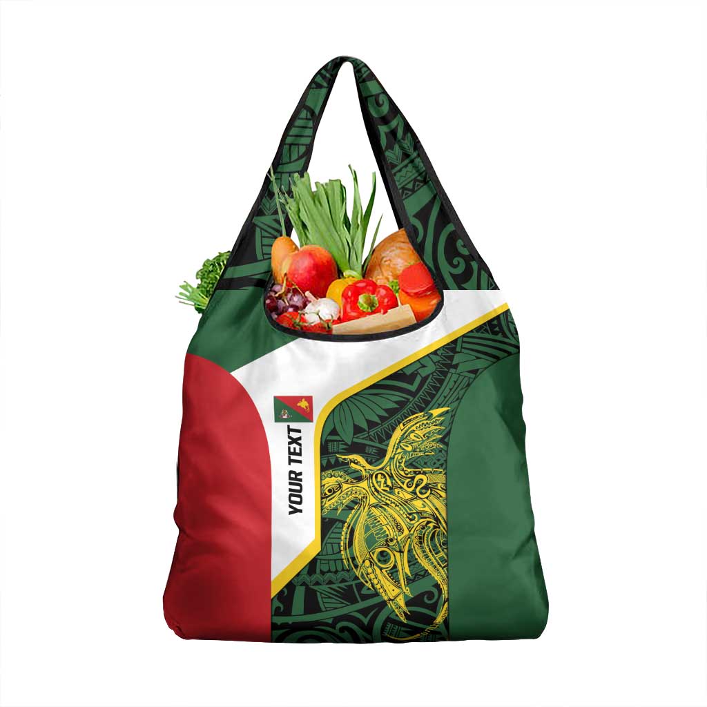 Personalised PNG East Sepik Province Grocery Bag Bird of Paradise Tattoo Flag Motif LT9 1-pack One Size Green - Polynesian Pride