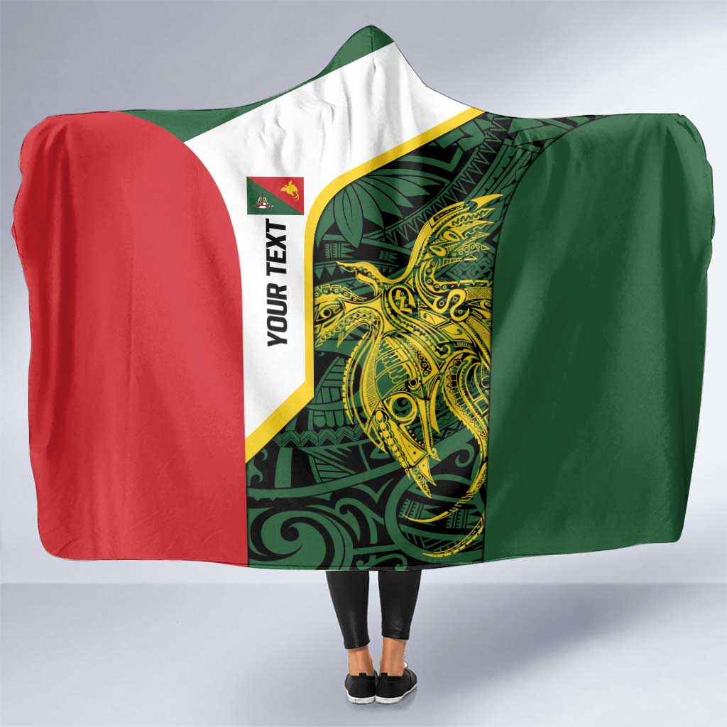 Personalised PNG East Sepik Province Hooded Blanket Bird of Paradise Tattoo Flag Motif LT9 One Size Green - Polynesian Pride