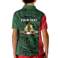 Personalised PNG East Sepik Province Kid Polo Shirt Bird of Paradise Tattoo Flag Motif LT9 - Polynesian Pride
