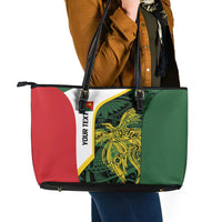 Personalised PNG East Sepik Province Leather Tote Bag Bird of Paradise Tattoo Flag Motif LT9 - Polynesian Pride
