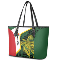 Personalised PNG East Sepik Province Leather Tote Bag Bird of Paradise Tattoo Flag Motif LT9 - Polynesian Pride