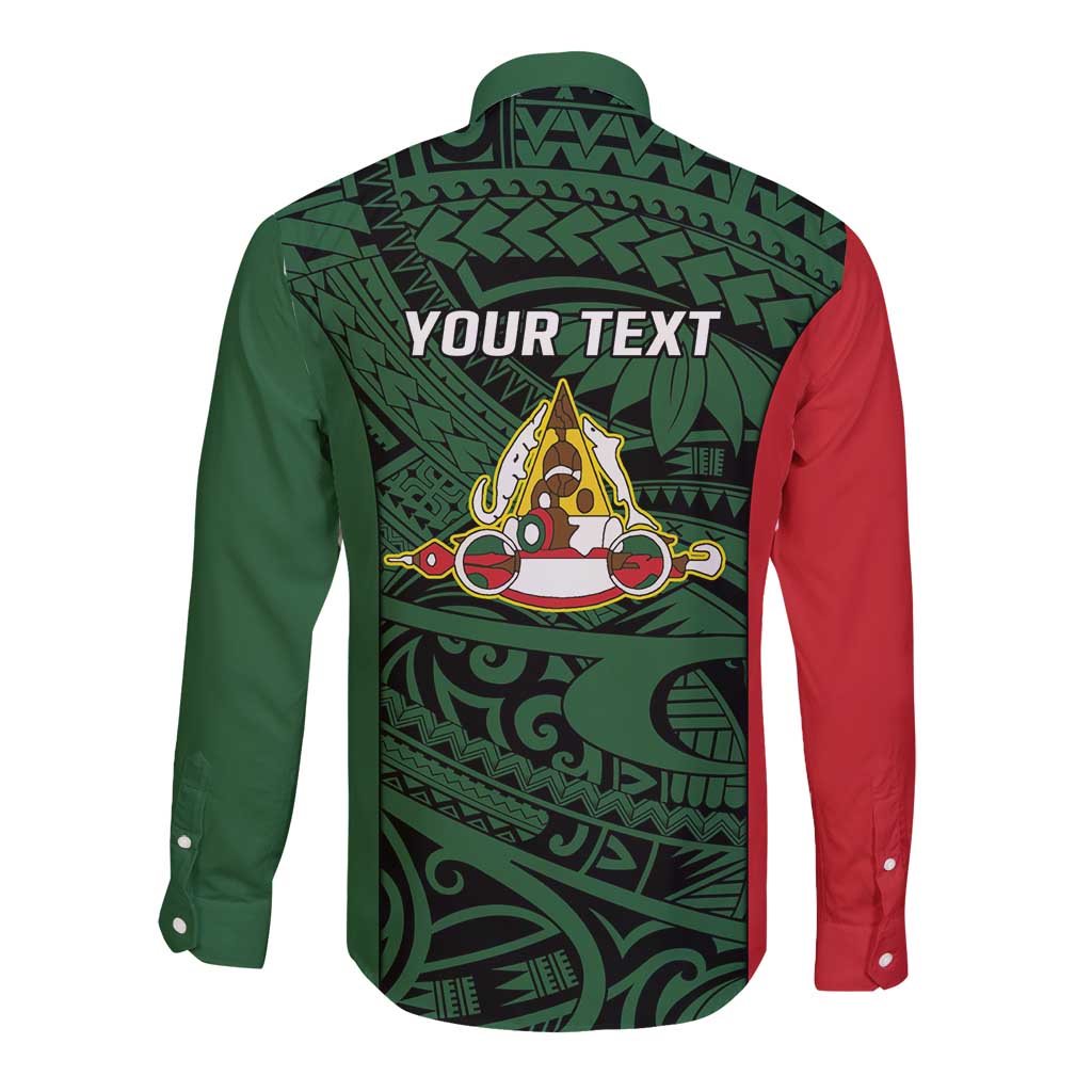 Personalised PNG East Sepik Province Long Sleeve Button Shirt Bird of Paradise Tattoo Flag Motif LT9 - Polynesian Pride