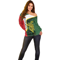 Personalised PNG East Sepik Province Off Shoulder Sweater Bird of Paradise Tattoo Flag Motif LT9 - Polynesian Pride