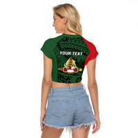 Personalised PNG East Sepik Province Raglan Cropped T Shirt Bird of Paradise Tattoo Flag Motif LT9 - Polynesian Pride