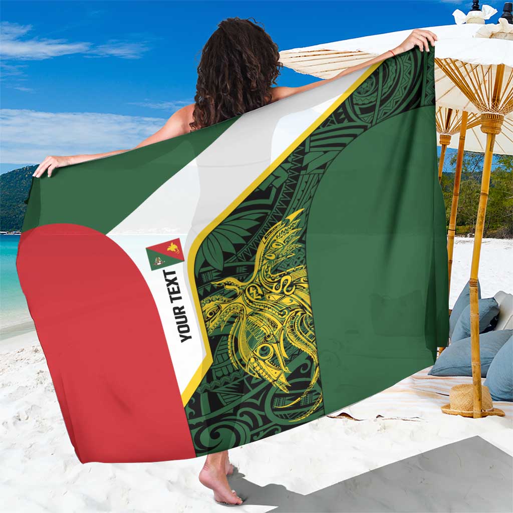 Personalised PNG East Sepik Province Sarong Bird of Paradise Tattoo Flag Motif LT9 One Size 44 x 66 inches Green - Polynesian Pride