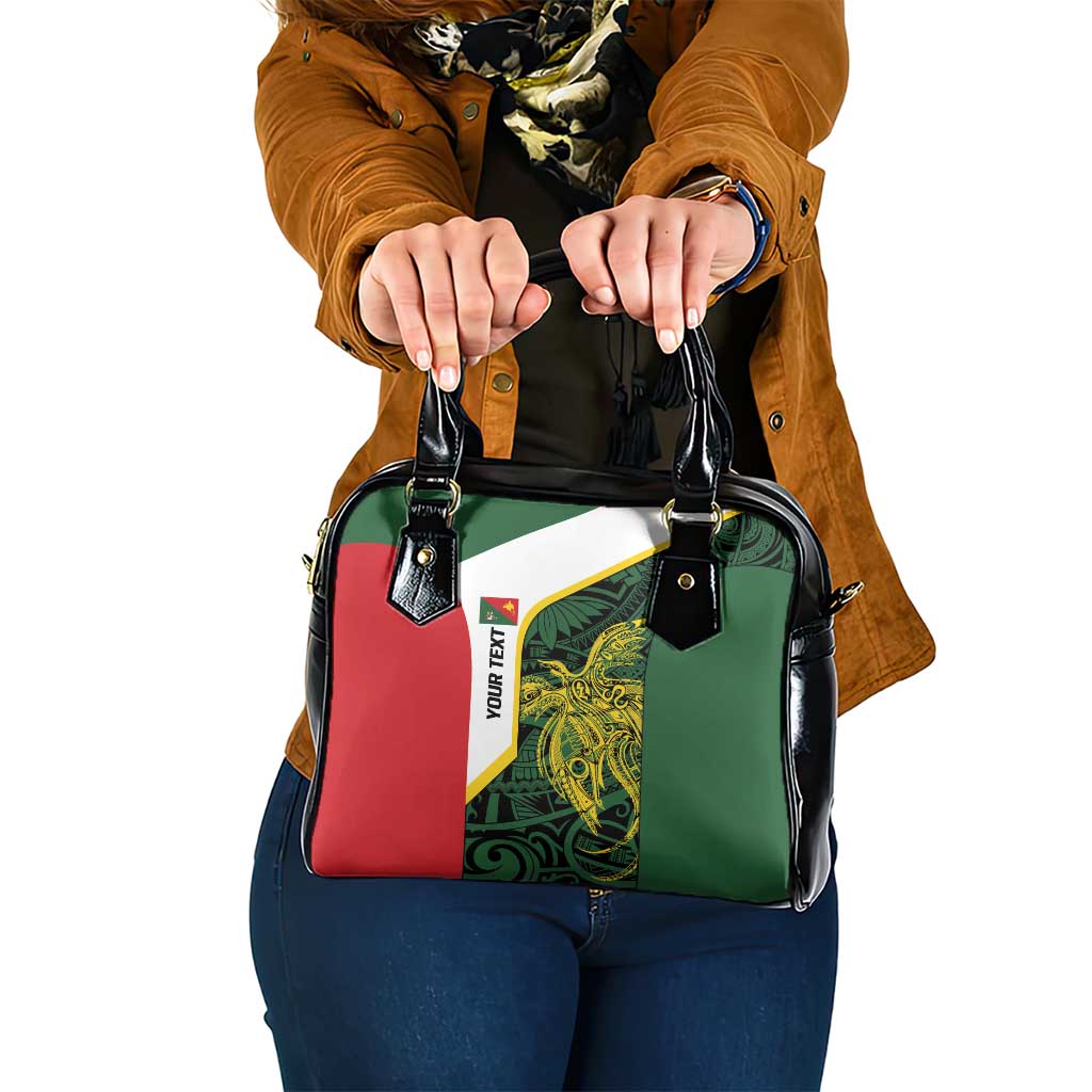 Personalised PNG East Sepik Province Shoulder Handbag Bird of Paradise Tattoo Flag Motif LT9 One Size Green - Polynesian Pride