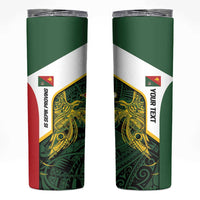 Personalised PNG East Sepik Province Skinny Tumbler Bird of Paradise Tattoo Flag Motif LT9 Green - Polynesian Pride