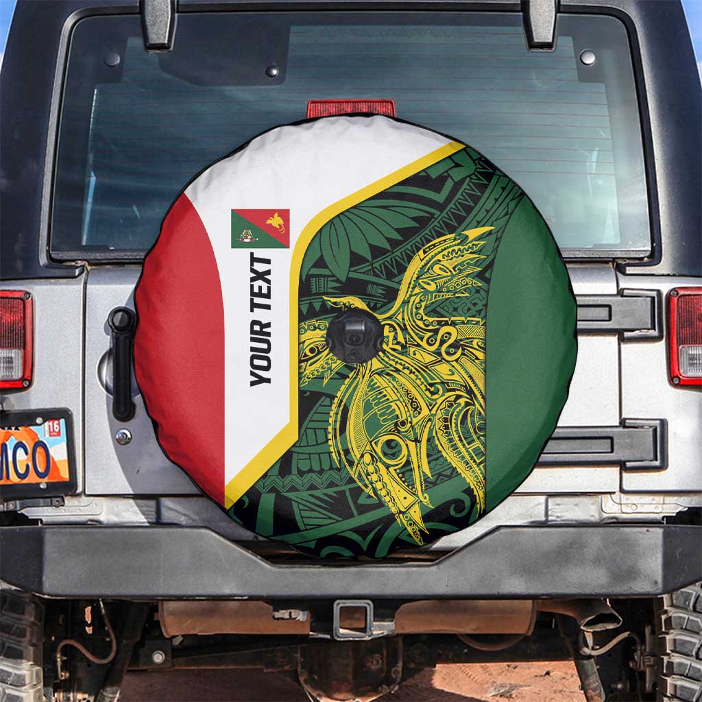 Personalised PNG East Sepik Province Spare Tire Cover Bird of Paradise Tattoo Flag Motif LT9 Green - Polynesian Pride