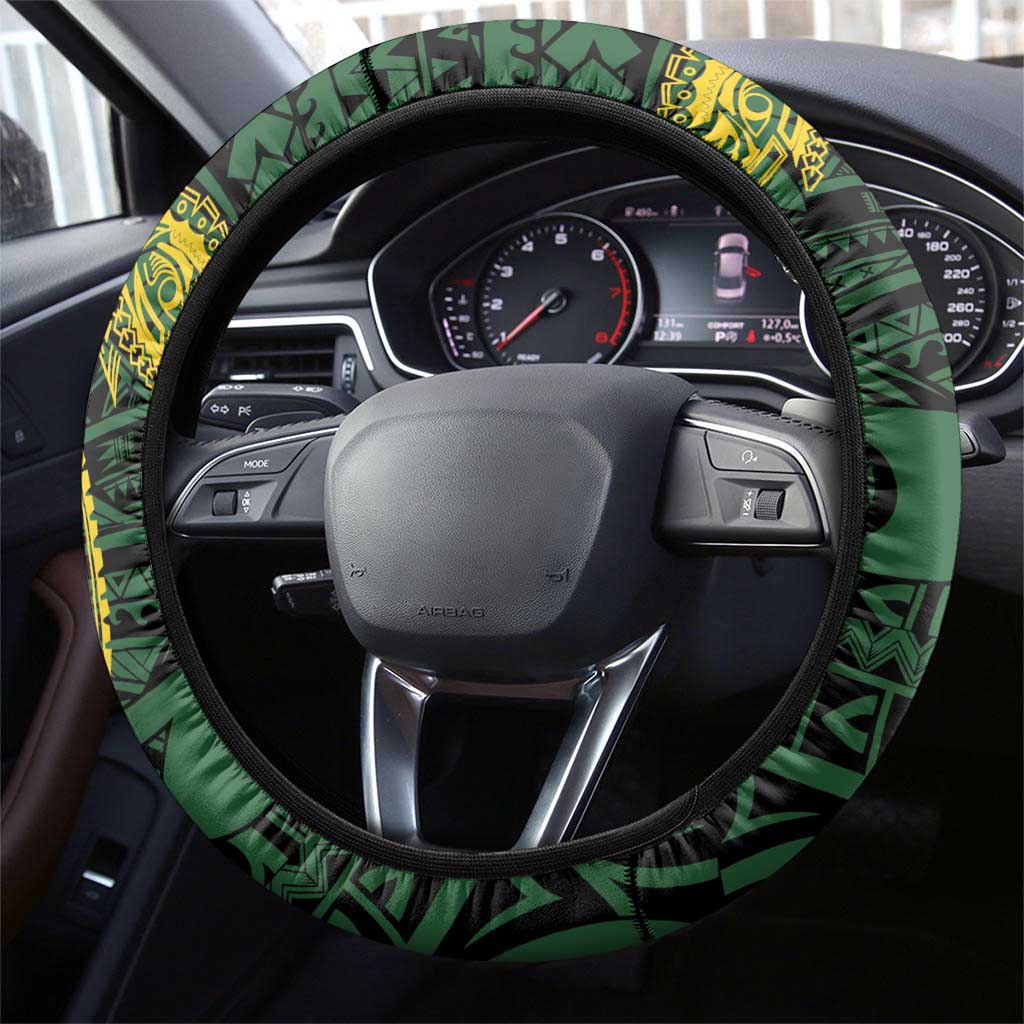 PNG East Sepik Province Steering Wheel Cover Bird of Paradise Tattoo Flag Motif LT9 - Polynesian Pride