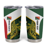 Personalised PNG East Sepik Province Tumbler Cup Bird of Paradise Tattoo Flag Motif LT9 Green - Polynesian Pride
