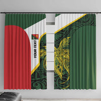 Personalised PNG East Sepik Province Window Curtain Bird of Paradise Tattoo Flag Motif LT9 With Hooks Green - Polynesian Pride