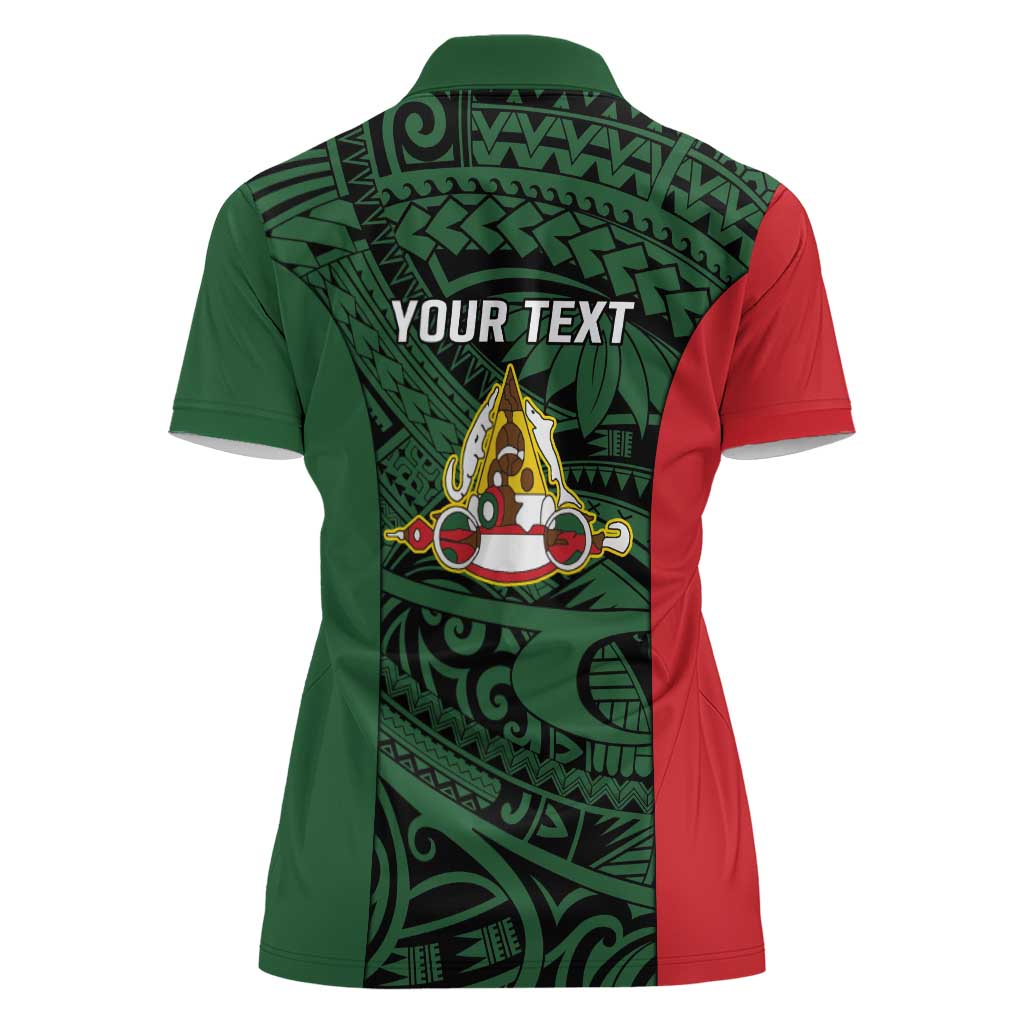 Personalised PNG East Sepik Province Women Polo Shirt Bird of Paradise Tattoo Flag Motif LT9 - Polynesian Pride