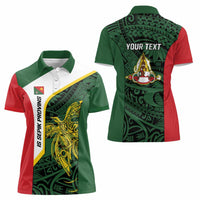 Personalised PNG East Sepik Province Women Polo Shirt Bird of Paradise Tattoo Flag Motif LT9 - Polynesian Pride