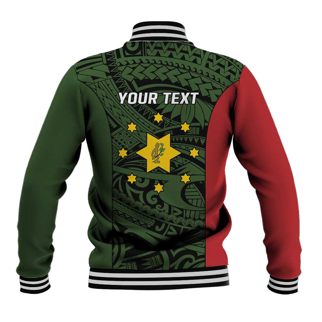 Personalised PNG Eastern Highlands Baseball Jacket Bird of Paradise Tattoo Flag Motif - Polynesian Pride