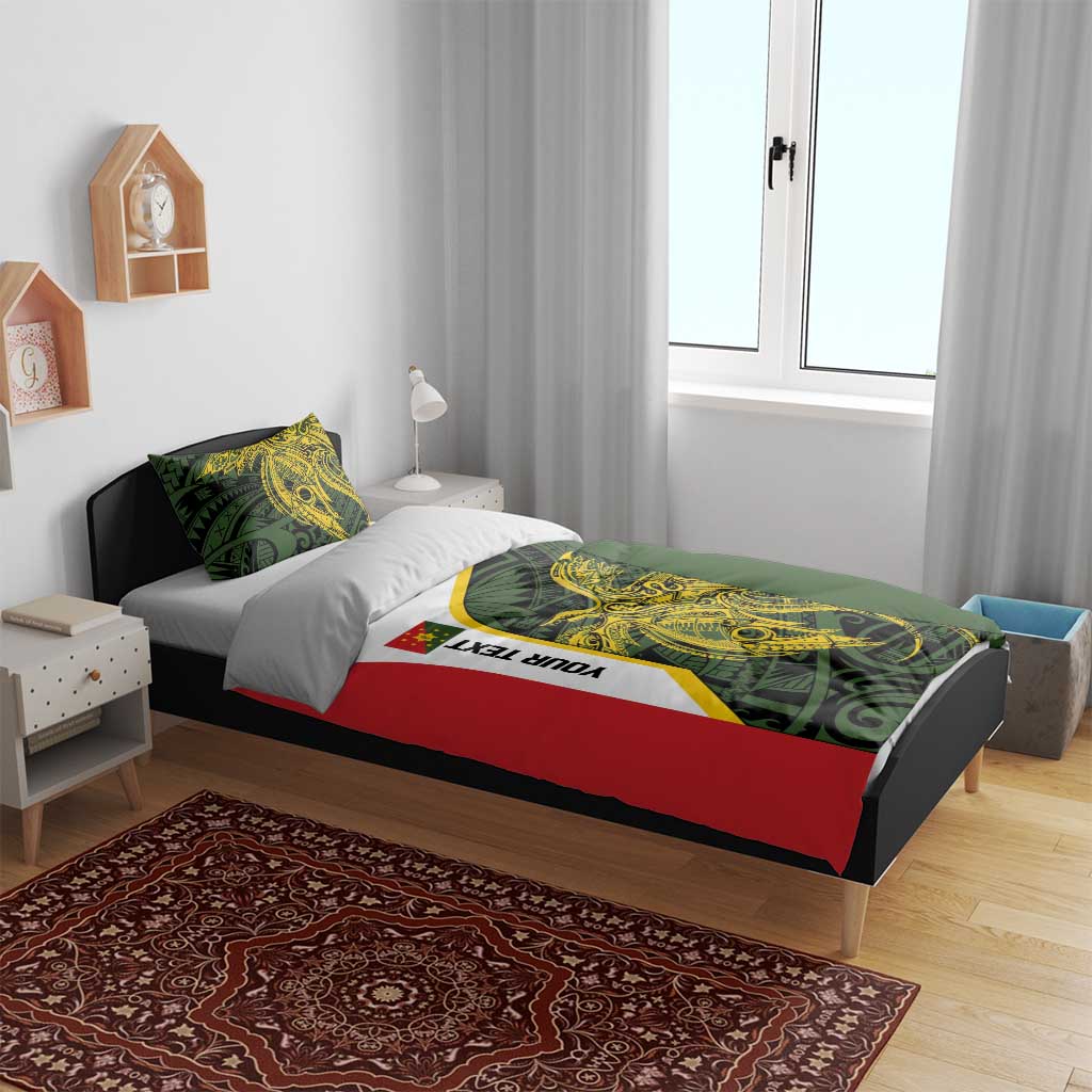 Personalised PNG Eastern Highlands Bedding Set Bird of Paradise Tattoo Flag Motif - Polynesian Pride