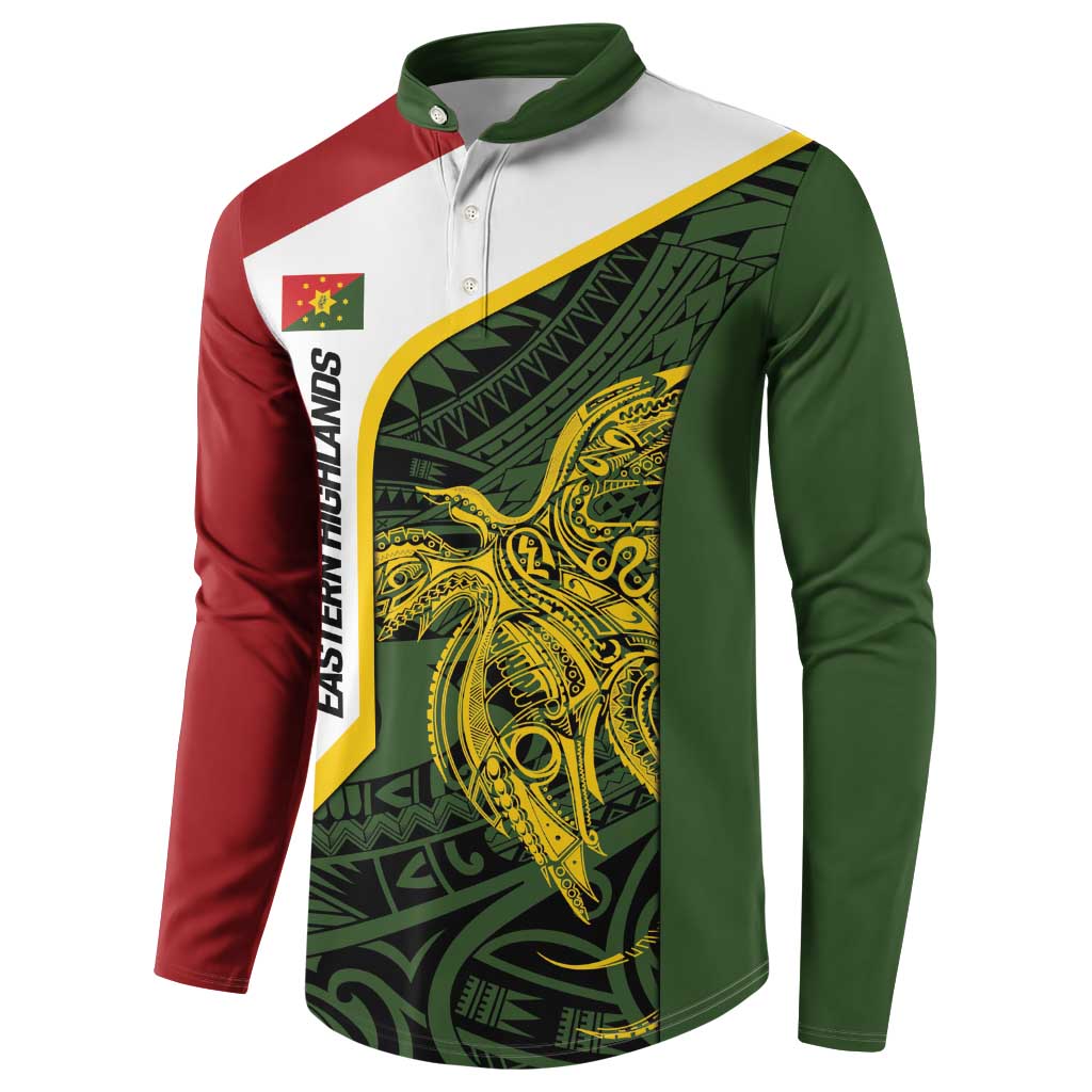 Personalised PNG Eastern Highlands Button Sweatshirt Bird of Paradise Tattoo Flag Motif LT9 - Polynesian Pride