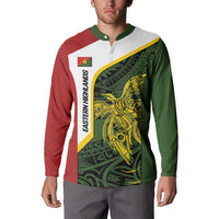 Personalised PNG Eastern Highlands Button Sweatshirt Bird of Paradise Tattoo Flag Motif LT9 - Polynesian Pride