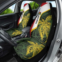 Personalised PNG Eastern Highlands Car Seat Cover Bird of Paradise Tattoo Flag Motif LT9 - Polynesian Pride