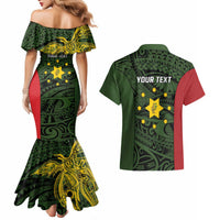 Personalised PNG Eastern Highlands Couples Matching Mermaid Dress and Hawaiian Shirt Bird of Paradise Tattoo Flag Motif LT9 - Polynesian Pride