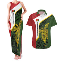 Personalised PNG Eastern Highlands Couples Matching Tank Maxi Dress and Hawaiian Shirt Bird of Paradise Tattoo Flag Motif LT9 Green - Polynesian Pride