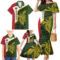 Personalised PNG Eastern Highlands Family Matching Mermaid Dress and Hawaiian Shirt Bird of Paradise Tattoo Flag Motif LT9 - Polynesian Pride