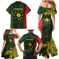 Personalised PNG Eastern Highlands Family Matching Mermaid Dress and Hawaiian Shirt Bird of Paradise Tattoo Flag Motif LT9 - Polynesian Pride
