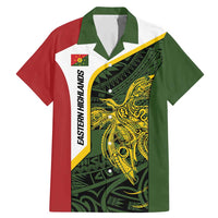 Personalised PNG Eastern Highlands Family Matching Mermaid Dress and Hawaiian Shirt Bird of Paradise Tattoo Flag Motif LT9 Dad's Shirt - Short Sleeve Green - Polynesian Pride