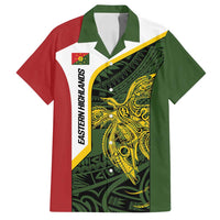 Personalised PNG Eastern Highlands Family Matching Off Shoulder Maxi Dress and Hawaiian Shirt Bird of Paradise Tattoo Flag Motif LT9 Dad's Shirt - Short Sleeve Green - Polynesian Pride